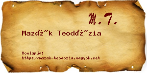 Mazák Teodózia névjegykártya